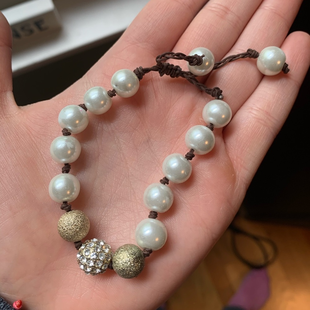 Gold and Pearl Crystal Bracelet